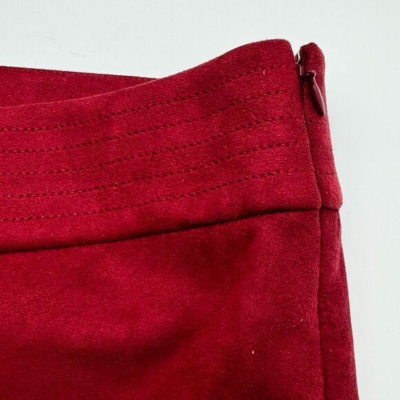Loft | NWT Women's 26 Plus‎ Soft Faux Suede Burgundy Red Side Zip Trousers Pants - Picture 4 of 10
